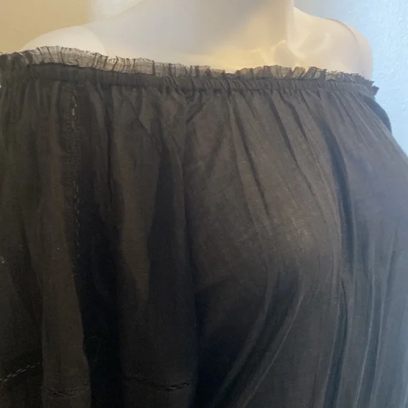 Free People Intimates Bodysuit Black Off Shoulder Long Puff Sleeve Shirt XS NWT - Picture 5 of 14